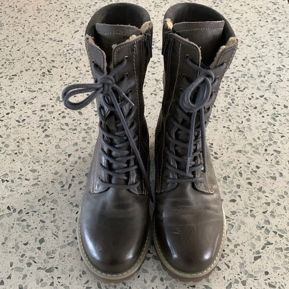 Eric Michael Gray Zip-up Lace-up Boots